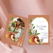 フォトインスパイアヴィンテージ美学ピーチ卒業 招待状