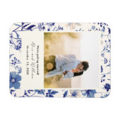 フォトインディゴブルーワイルドフラワー日付磁石を保存 マグネット (横)