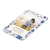 フォトインディゴブルーワイルドフラワー日付磁石を保存 マグネット (左側)