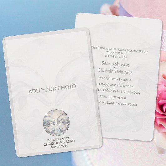 フォトウィムシーモダンドルフィン結婚式招待状の追加 招待状