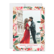 フォトウィンターメリークリスマスフローラ水彩