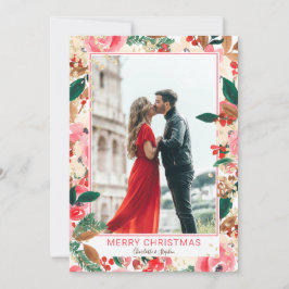 フォトウィンターメリークリスマスフローラ水彩 シーズンカード