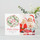フォトウィンターリースホリデーフラットクリスマスカード (スタンド正面)