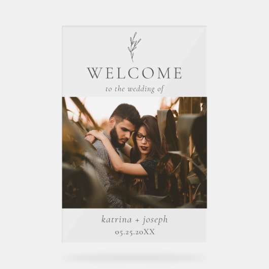 フォトウェエレガントー結婚ルズ植物学シンプル アクリルサイン (正面)