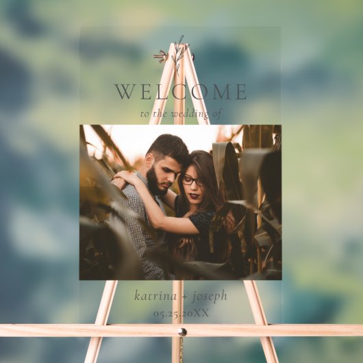 フォトウェエレガントー結婚ルズ植物学シンプル アクリルサイン (ニュートラル)