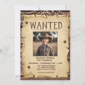 フォトウェスタンおもしろい指名手配ポスター任意の年齢誕生日 招待状 (正面)