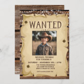 フォトウェスタンおもしろい指名手配ポスター任意の年齢誕生日 招待状 (正面/裏面)