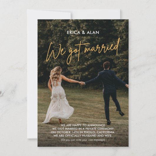 フォトウェディングで結婚しました 案内状 (正面)