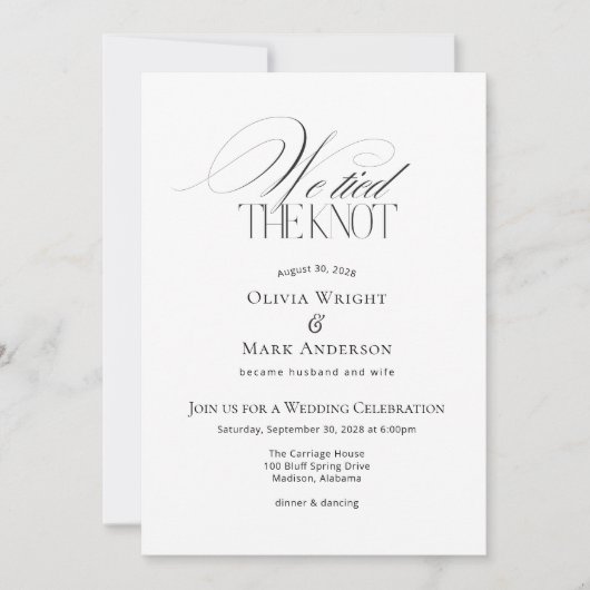 フォトウェディングのレセプションで結婚式を挙げました 招待状 (正面)