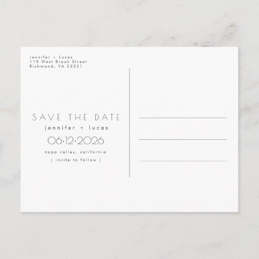 フォトウェディングの後に幸せにデートを保存 案内ポストカード (裏面)