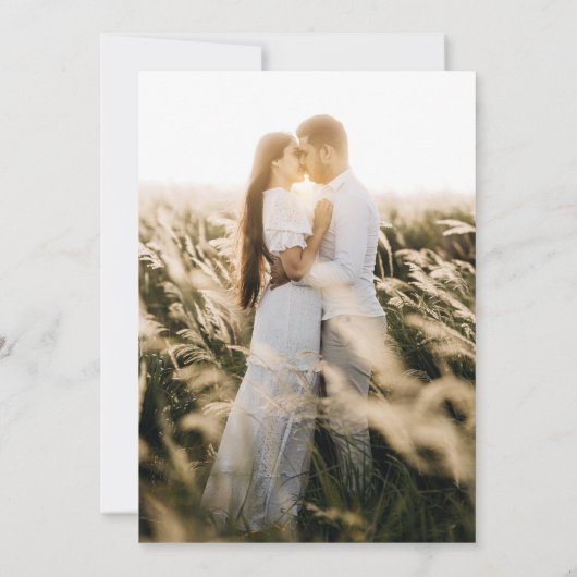 フォトウェディングは緑の金ゴールドユールカリプタスを誘う 招待状 (裏面)