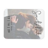 フォトウェディングミニマル日付はがきを保存する マグネット (横)