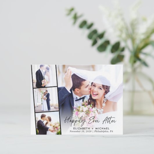 フォトウェディングレセプションの後ずっと幸せに インビテーションポストカード (スタンド正面)