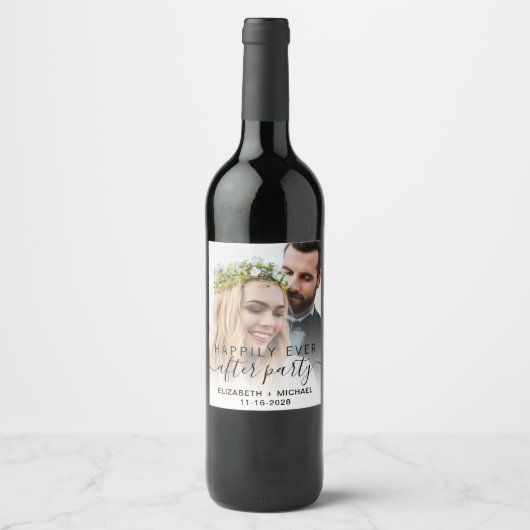 フォトウェディングレセプションの後ずっと幸せに ワインラベル