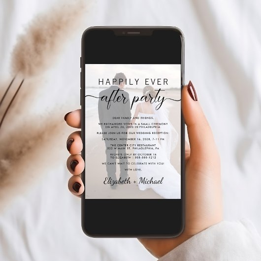 フォトウェディングレセプションの後ずっと幸せに 招待状