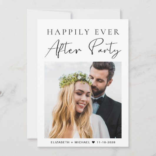 フォトウェディングレセプションの後ずっと幸せに 招待状 (正面)