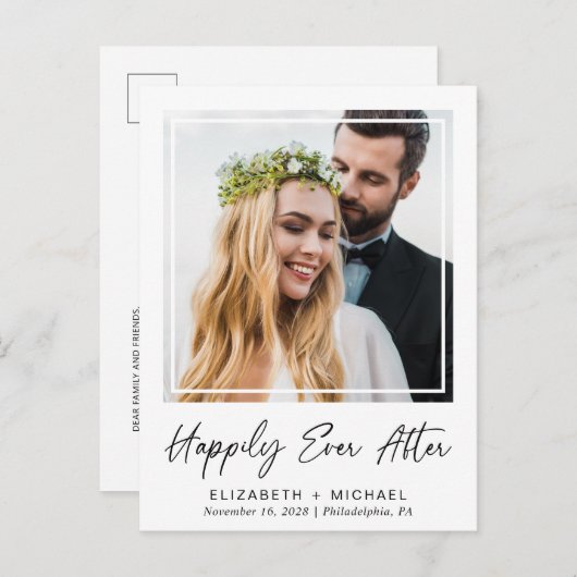 フォトウェディングレセプションの後ずっと幸せに 案内ポストカード (正面/裏面)