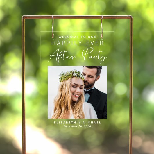 フォトウェディングレセプションの後に幸せな気持ちで アクリルサイン