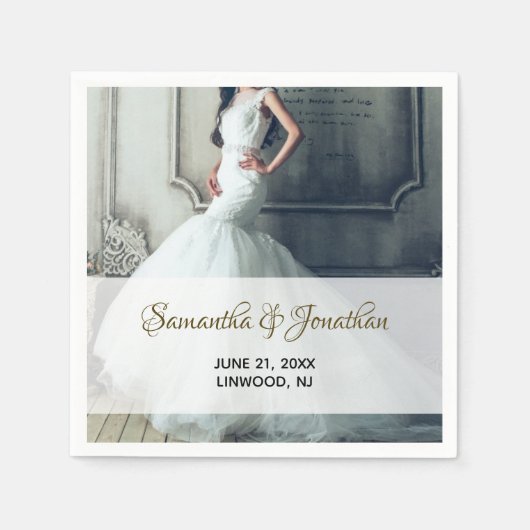 フォトウェディングレセプションカクテル紙ナプキンス スタンダードカクテルナプキン (正面)