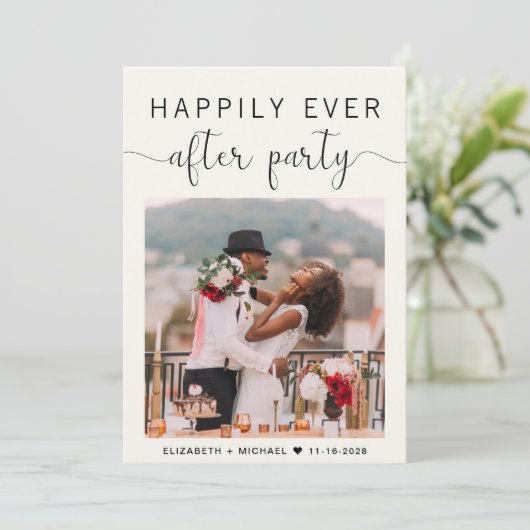 フォトウェディングレセプションパーティー後の幸せな時間 案内状 (スタンド正面)