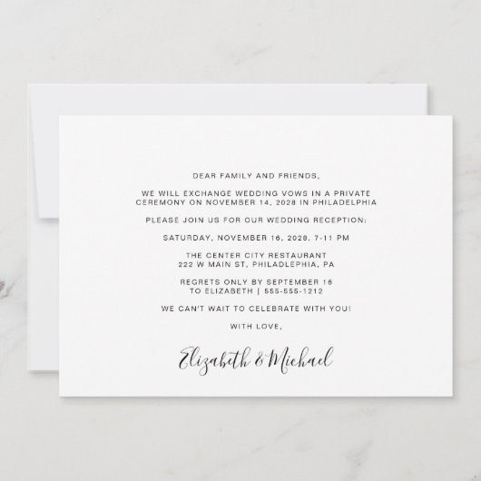 フォトウェディングレセプション3回後の楽しい時間 招待状 (裏面)