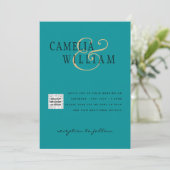 フォトウェディング招待状　ＱＲコード　ＲＳＶＰ　シーグラス　ターコイズブルー 招待状 (スタンド正面)