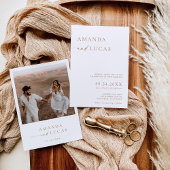 フォトウェディング招待、Bohoミニマリストニュートーン 招待状