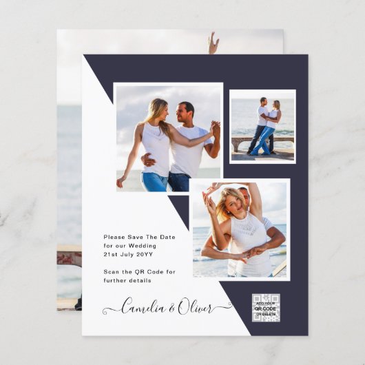 フォトウェディング招待QRコード救日青 (正面/裏面)