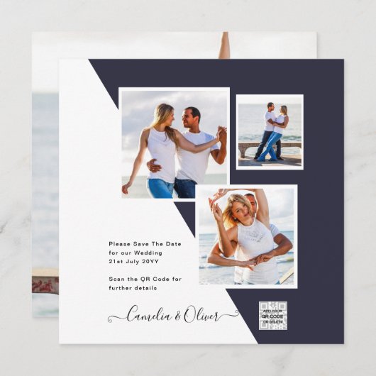 フォトウェディング招待QRコード救日青 (正面/裏面)