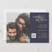 フォトウェディング招待QRコード救日青 招待状 (正面)