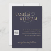 フォトウェディング招待QRコード救日青 招待状 (正面)