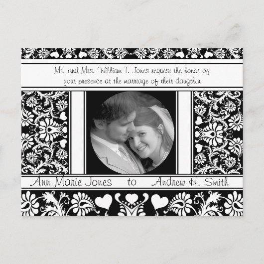 フォトウェディング日付の保存 インビテーションポストカード (正面)