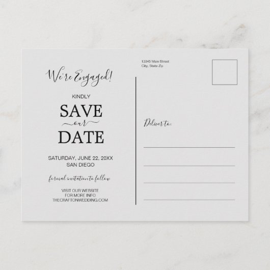 フォトウェディング日付の保存 案内ポストカード (裏面)