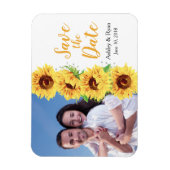 フォトウェディング日付を保存する黄色のひまわり マグネット (縦)