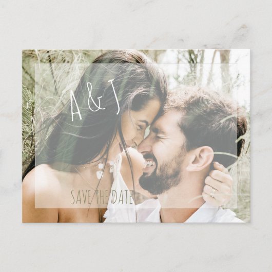 フォトウェディング日付を保存WebサイトQRコード 案内ポストカード (正面)