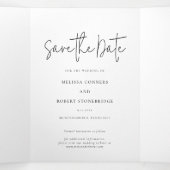 フォトウェディング日付スクリプトカードを保存 三つ折り案内状 (内部中)