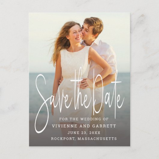 フォトウェディング日付ポストカードワン写真 案内ポストカード (正面)