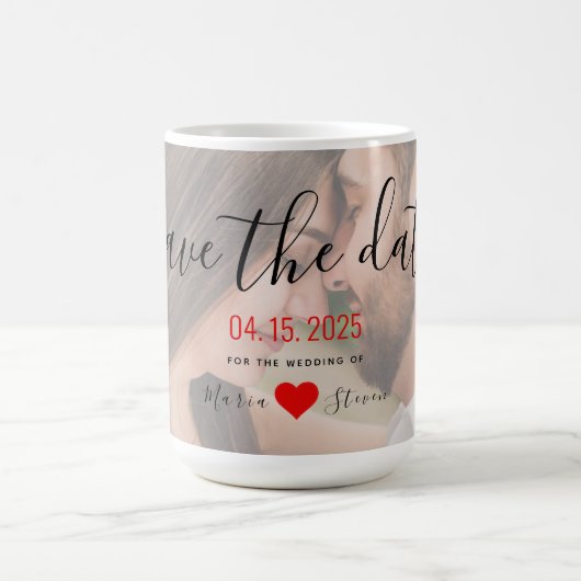 フォトウェディング日付保存招待状 コーヒーマグカップ (中央)