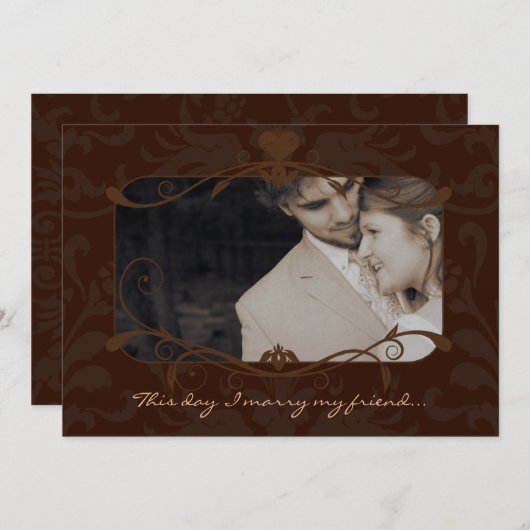フォトウェディング私は私の友人 – チョコレートと結婚する 招待状 (正面/裏面)