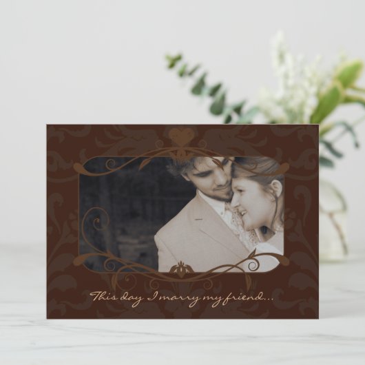 フォトウェディング私は私の友人 – チョコレートと結婚する 招待状 (スタンド正面)