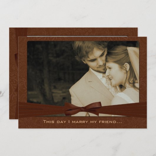 フォトウェディング私は私の友人 – チョコレートと結婚する 招待状 (正面/裏面)