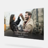 フォトウェルカムブラックとホワイト文字アクリルサイン アクリルサイン (傾斜)