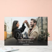 フォトウェルカムブラックとホワイト文字アクリルサイン アクリルサイン (ウェディング)