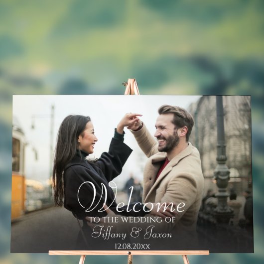 フォトウェルカムブラックとホワイト文字アクリルサイン アクリルサイン (ニュートラル)