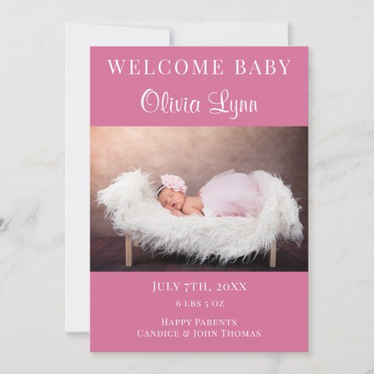 フォトウェルカムベビーの発表 案内状 (正面)