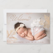 フォトウェルカムベビー葉金ゴールド植物学誕生 案内状 (正面)