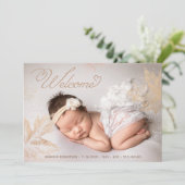 フォトウェルカムベビー葉金ゴールド植物学誕生 案内状 (スタンド正面)