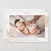 フォトウェルカムベビー葉金ゴールド植物学誕生 案内状 (裏面)