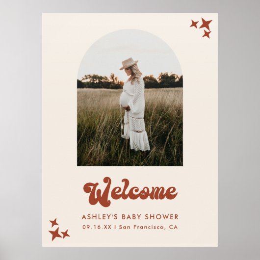 フォトウェルカムモダンベビーシャワーのサイン ポスター (正面)