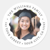 フォトウェー縁どブ卒業差出人住所ラベル ラウンドシール (正面)